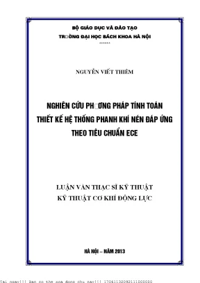 Nghiên ứu phương pháp tính toán thiết kế hệ thống phanh khí nén đáp ứng theo tiêu huẩn ece