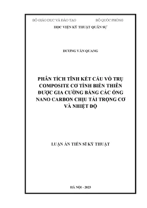 Phân tích tĩnh kết cấu vỏ trụ composite cơ tính biến thiên được gia cường bằng các ống nano carbon chịu tải trọng cơ và nhiệt độ