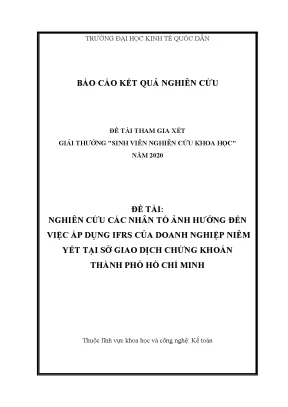 Nghiên cứu các nhân tố ảnh hưởng đến việc áp dụng ifrs của doanh nghiệp niêm yết tại sở giao dịch chứng khoán thành phố hồ chí minh