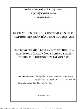 Tác động của giao dịch ký quỹ đến hiệu quả hoạt động của các công ty chứng khoán nghiên cứu thực nghiệm tại việt nam