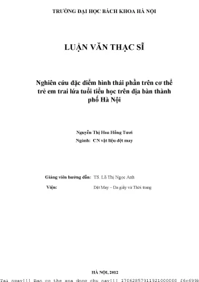 Nghiên ứu đặ điểm hình thái phần trên ơ thể trẻ em trai lứa tuổi tiểu họ trên địa bàn thành phố hà nội