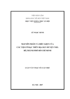 Nguyên nhân và điều kiện của các tội cờ bạc trên địa bàn huyện nhà bè thành phố hồ chí minh