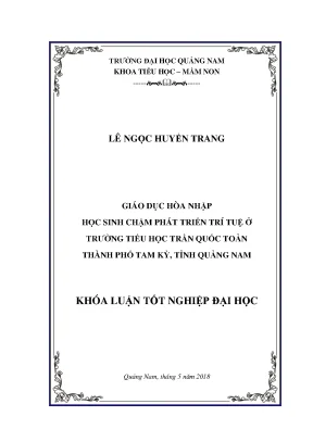 Giáo dục hòa nhập học sinh chậm phát triển trí tuệ ở trường tiểu học trần quốc toản thành phố tam kỳ tỉnh quảng nam
