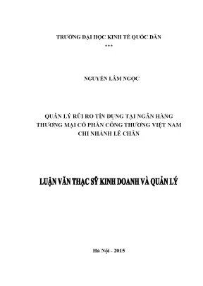 Quản lý rủi ro tín dụng tại ngân hàng thương mại cổ phần công thương việt nam chi nhánh lê chân