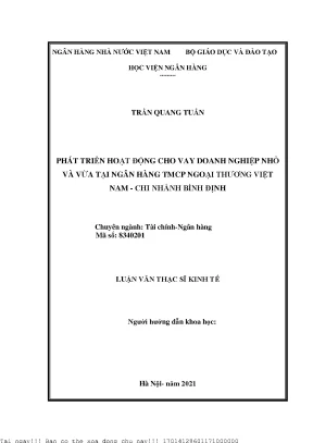 Phát triển hoạt động cho vay doanh nghiệp nhỏ và vừa tại ngân hàng tmcp ngoại thương việt nam chi nhánh bình định