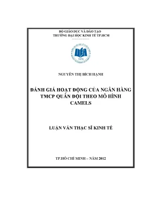 Luận văn thạc sĩ đánh giá hoạt động của ngân hàng tmcp quân đội theo mô hình camels
