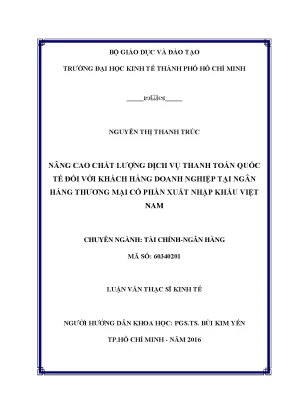 Nâng cao chất lượng dịch vụ thanh toán quốc tế đối với khách hàng doanh nghiệp tại ngân hàng tmcp xuất nhập khẩu việt nam