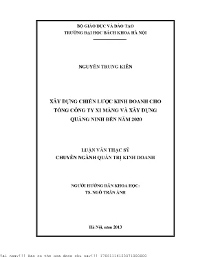Xây dựng hiến lược kinh doanh cho tổng công ty xi măng và xây dựng quảng ninh đến năm 2020