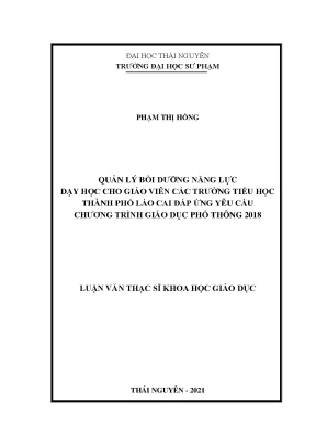 Quản lý bồi dưỡng năng lực dạy học cho giáo viên các trường tiểu học thành phố lào cai đáp ứng yêu cầu chương trình giáo dục phổ thông 2018
