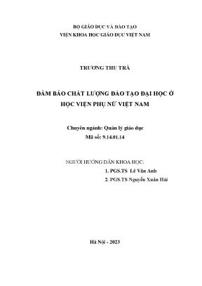 Luận án tiến sĩ đảm bảo chất lượng đào tạo đại học ở học viện phụ nữ việt nam