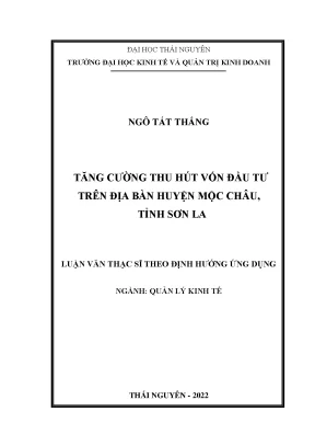 Tăng cường thu hút vốn đầu tư trên địa bàn huyện mộc châu tỉnh sơn la