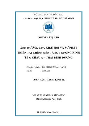 Luận văn thạc sĩ ảnh hưởng của kiều hối và sự phát triển tài chính đến tăng trưởng kinh tế ở châu á thái bình dương