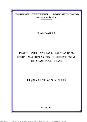 Phát triển cho vay bán lẻ tại ngân hàng thương mại cổ phần công thương việt nam chi nhánh tuyên quang