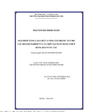 Giải pháp nâng ao chất lượng tài trợ dự án cho các doanh nghiệp vừa nhỏ tại ngân hàng thương mại cổ phần hàng hải vũng tàu