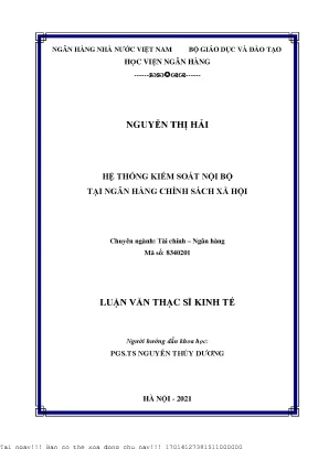 Hệ thống kiểm soát nội bộ tại ngân hàng chính sách xã hội