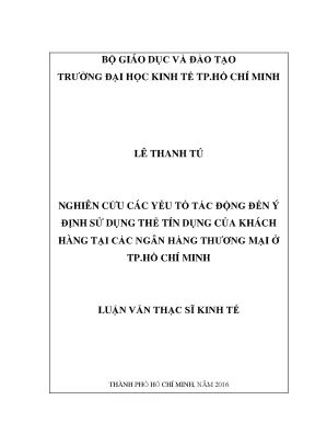 Nghiên cứu các yếu tố tác động đến ý định sử dụng thẻ tín dụng của khách hàng tại các ngân hàng thương mại ở tp hồ chí minh
