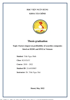 Factors impact on profitability of securities companies listed on hose and hnx in vietnam