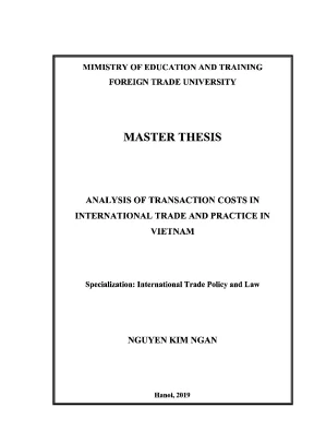 Luận văn thạc sĩ analysis of transaction costs in international trade and practice in vietnam