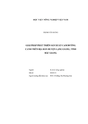 Luận văn thạc sĩ giải pháp phát triển sản xuất cam đường canh trên địa bàn huyện lạng giang tỉnh bắc giang