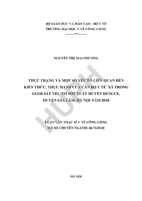 Luận văn thực trạng và một số yếu tố liên quan đến kiến thức thực hành của cán bộ y tế xã trong giám sát véc tơ sốt xuất huyết dengue huyện gia lâm hà nội năm 2018