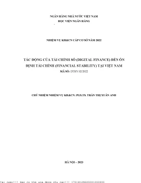 Tác động của tài chính số digital finance đến ổn định tài chính finance stability tại việt nam