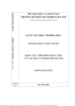 Khảo sát tình hình phát thải ủa xe máy ở thành phố hà nội