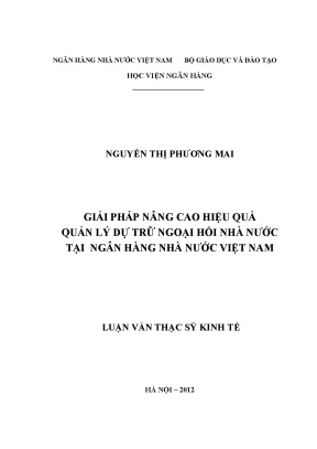 Giải pháp nâng cao hiệu quả quản lí dự trữ ngoại hối nhà nước tại ngân hàng nhà nước việt nam