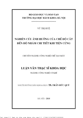 Nghiên ứu ảnh hưởng ủa hế độ ắt đến độ nhám bề mặt khi tiện ứng