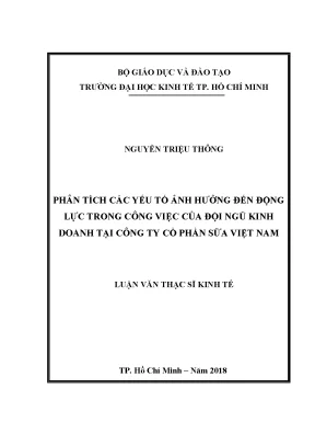 Luận văn thạc sĩ kinh tế phân tích các yếu tố ảnh hưởng đến động lực trong công việc của đội ngũ kinh doanh tại công ty cổ phần sữa việt nam