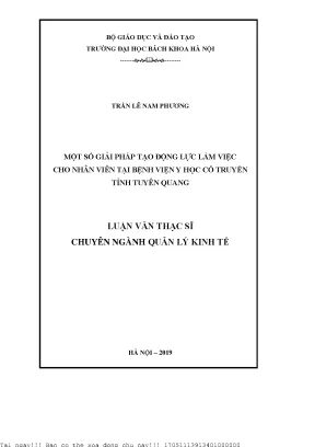 Một số giải pháp tạo động lự làm việc cho nhân viên tại bệnh viện y học cổ truyền tỉnh tuyên quang