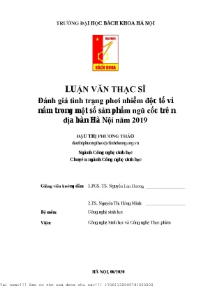 Đánh giá tình trạng phơi nhiễm độ tố vi nấm trong một số sản phẩm ngũ ố trên địa bàn hà nội năm 2019