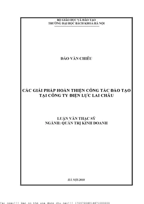 Cá giải pháp hoàn thiện công tác đào tạo tại công ty điện lực lai châu