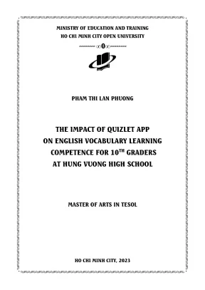 The impact of quizlet app on english vocabulary learning competence for 10th graders at hung vuong high school