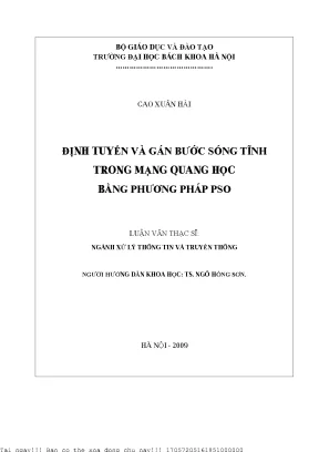 Định tuyến và gán bướ sóng tĩnh trong mạng quang học bằng phương pháp pso