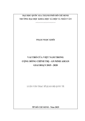 Vai trò của việt nam trong cộng đồng chính trị an ninh asean giai đoạn 2015 2020