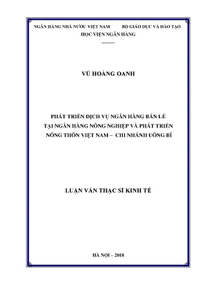 Phát triển dịch vụ ngân hàng bán lẻ tại ngân hàng nông nghiệp và phát triển nông thôn việt nam chi nhánh uông bí