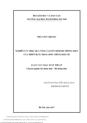 Nghiên ứu hiệu quả nâng ao ổn định hệ thống điện ủa thiết bị tự động điều hỉnh điện áp