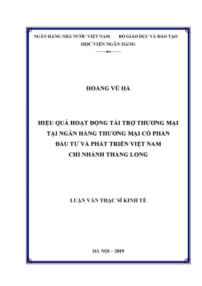 Hiệu quả hoạt động tài trợ thương mại tại ngân hàng thương mại cổ phần đầu tư và phát triển việt nam chi nhánh thăng long