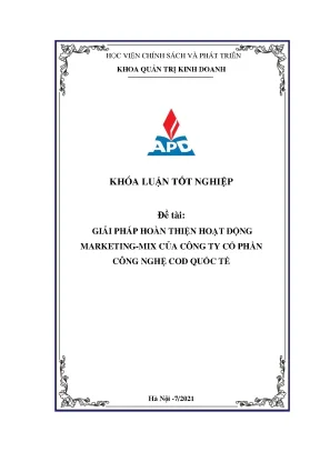 Luận văn tốt nghiệp giải pháp hoàn thiện hoạt động marketing mix của công ty cổ phần công nghệ cod quốc tế