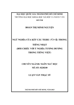 Ngữ nghĩa của kết cấu teiru ている trong tiếng nhật đối chiếu với ý nghĩa tương đương trong thiếng việt