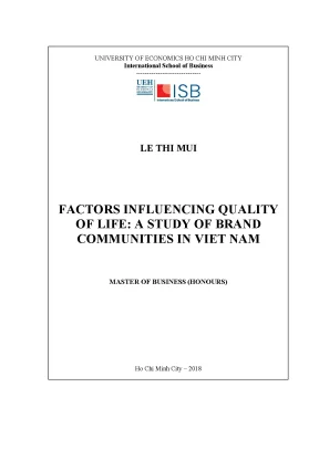 Luận văn thạc sĩ factors influencing quality of life a study of brand communities in viet nam