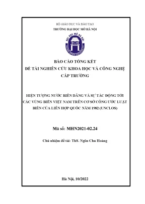Hiện tượng nước biển dâng và sự tác động tới các vùng biển việt nam trên cơ sở công ước luật biển của liên hợp quốc năm 1982 unclos mhn 2021 02 24