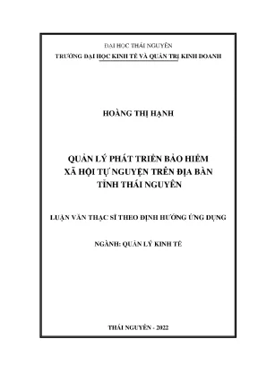 Quản lý phát triển bảo hiểm xã hội tự nguyện trên địa bàn tỉnh thái nguyên