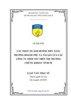 Luận văn thạc sĩ các nhân tố ảnh hưởng đến tăng trưởng doanh thu và tài sản của các công ty niêm yết trên thị trường chứng khoán tp hcm