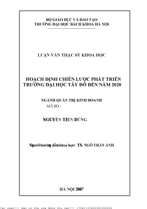 Hoạh định hiến lượ phát triển trường đại họ tây đô đến năm 2020
