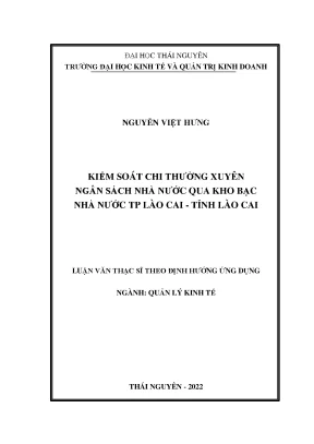 Kiểm soát chi thường xuyên ngân sách nhà nước qua kho bạc nhà nước thành phố lào cai tỉnh lào cai