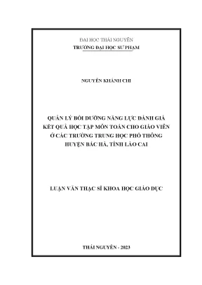 Quản lý bồi dưỡng năng lực đánh giá kết quả học tập môn toán cho giáo viên ở các trường trung học phổ thông huyện bắc hà tỉnh lào cai
