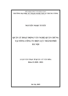 Quản lý hoạt động văn nghệ quần chúng tại tổng công ty điện lực thành phố hà nội