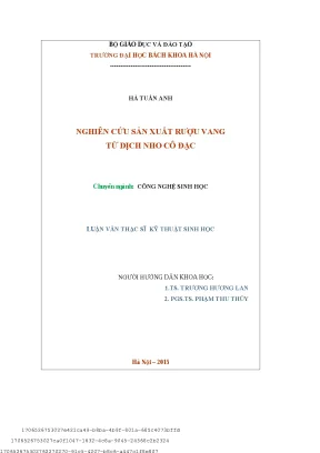 Nghiên ứu sản xuất rượu vang từ dịh nho ô đặ
