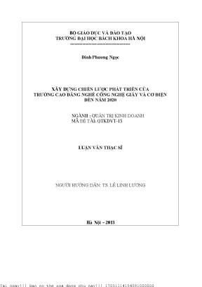 Xây dựng hiến lược phát triển của trường cao đẳng nghề công nghệ giấy và cơ điện đến năm 2020